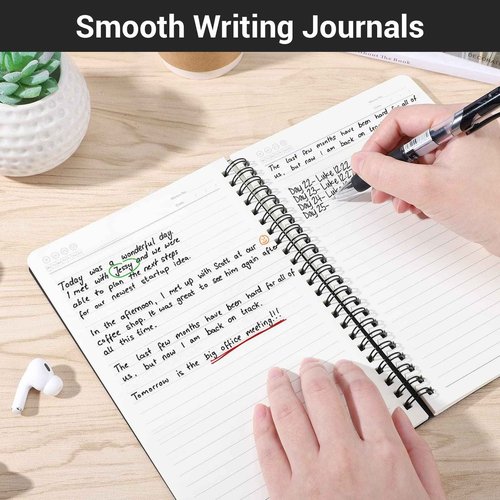 EUSOAR Spiral Notebook, A5 12packs 5.5"X8.3" 120 Pages Lined Travel Writing Notebooks Journal, Memo Notepad Sketchbook, Students College Office Business Subject Diary Ruled Book Journal-Black Cover