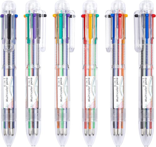 Shuttle Art Multicolor Pens - 23 Pack 6-in-1 Retractable Ballpoint Pens for Office & School Supplies