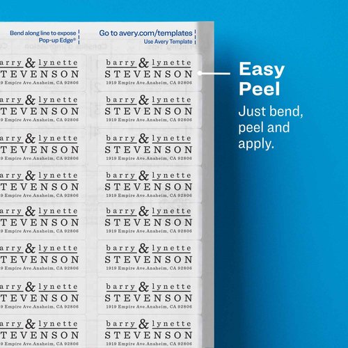 Avery Glossy Clear Address Labels, Sure Feed Technology, Laser/Inkjet, 2/3" x 1-3/4", 600 Labels, 5 Packs (6520)