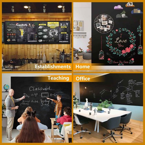 Magnetic Chalkboard Contact Paper with Adhesive, 70" x 35" Magnetic Blackboard Film for Walls, Peel and Stick – Ideal for Office, Classroom, Home. Includes Dustless Chalk, Wiping Cloth, and Magnet