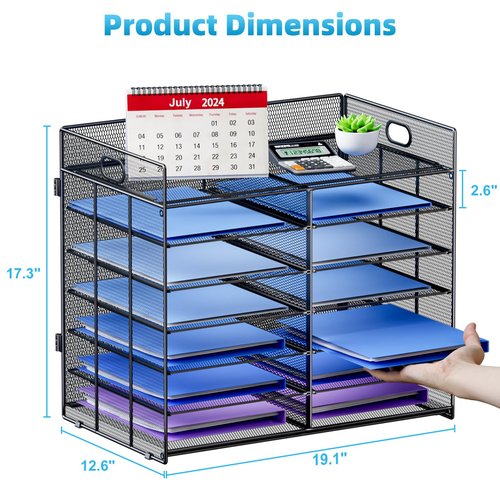 Marbrasse Desktop Literature Organizer, Mesh Paper Organizer, Desk Organizers, File Sorter Mail Center Paper Storage Cabinet Classroom Keepers Mailbox for Office Home School, Black