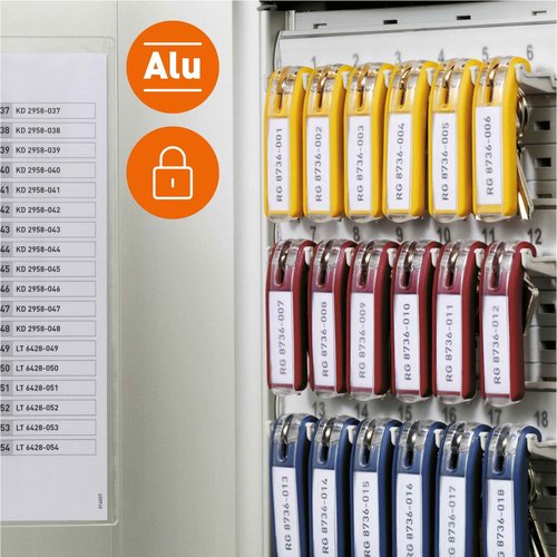 Durable Key Safe Box 54 - Wall Mounted Lockable Key Holder Cabinet Holds 54 Key Clip Keys with Secure Key Lock - Aluminum Silver Key Safe Including 6 Key Clip Tags