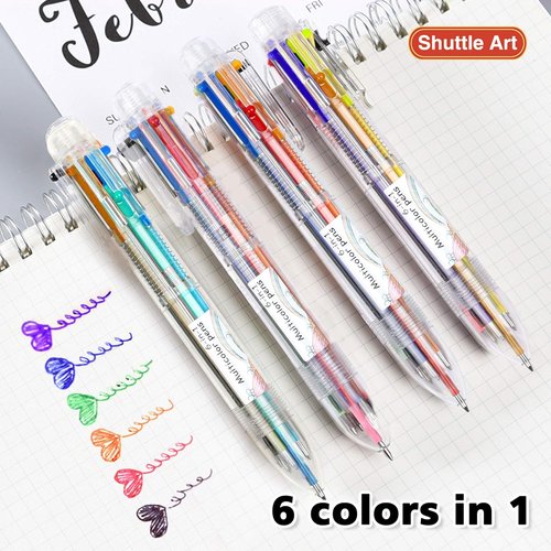 Shuttle Art Multicolor Pens - 23 Pack 6-in-1 Retractable Ballpoint Pens for Office & School Supplies