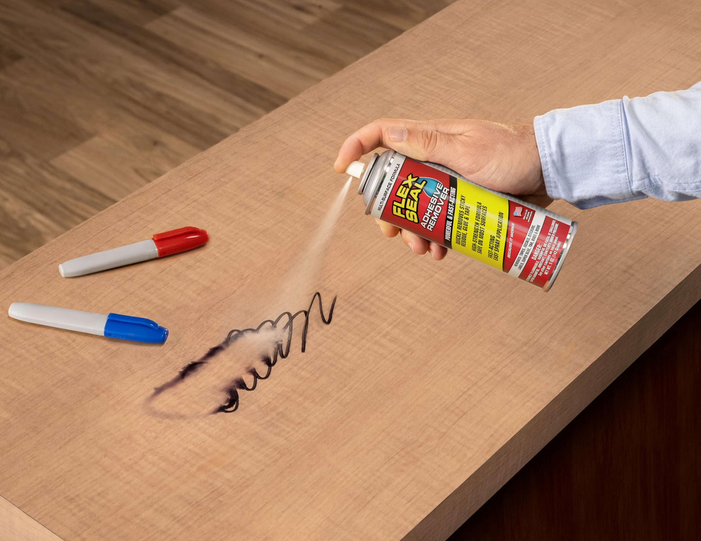 Flex Seal Adhesive Remover Spray, Heavy Duty Multi-Surface Residue Cleaner for Stickers, Labels, Decals, Tape & Super Glue; Safe on Glass, Plastic, Metal, Painted Finishes, Sealed Wood, 5 oz, 1-Pack