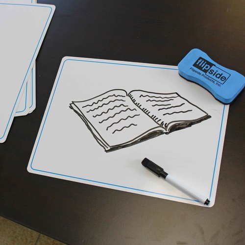 Flipside Products 9" x 12" Two-Sided Plain Dry Erase Learning Mat, Flexible, Education Learning, Blank, Economical - 48 Pack