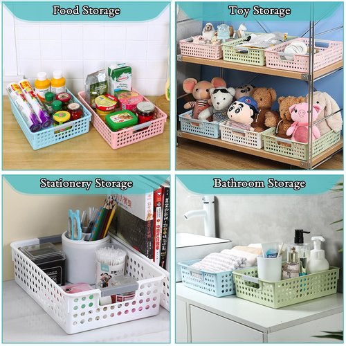 Soddeph A4 Paper Trays for Classroom with Grip Handles,Book Baskets for Library, Drawers, Office, Home,Desk,Turn in Trays Classroom Plastic Storage Baskets