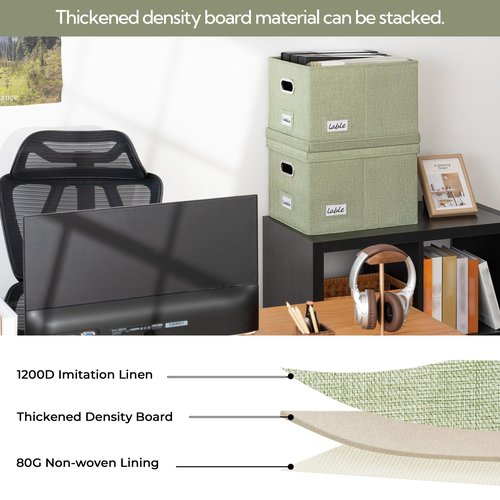 GRANNY SAYS File Organizer Box with Lids, File Box for Home Office, Decorative Storage Boxes, Filing Box for Document, Letter, Legal File, Portable File Box with Handles, Green, 2-Pack