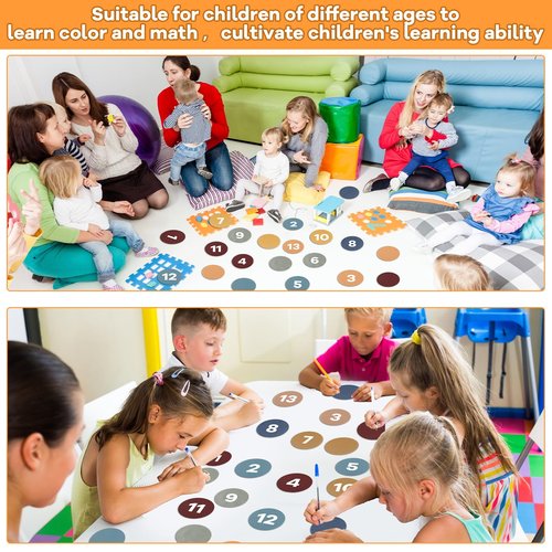 48Pcs 4" Carpet Spots for Classroom with Numbers Sit Spots for Carpet Sitting Spots Circle Dots Carpet Markers Floor Dots for Classroom Rug Preschool Elementary Kindergarten Supplies for Teachers Kids