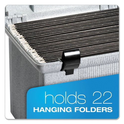 Pendaflex Portable File Box with File Rails, Hinged Lid with Double Latch Closure, Black, Includes 3 Letter Size Hanging Folders (41732)