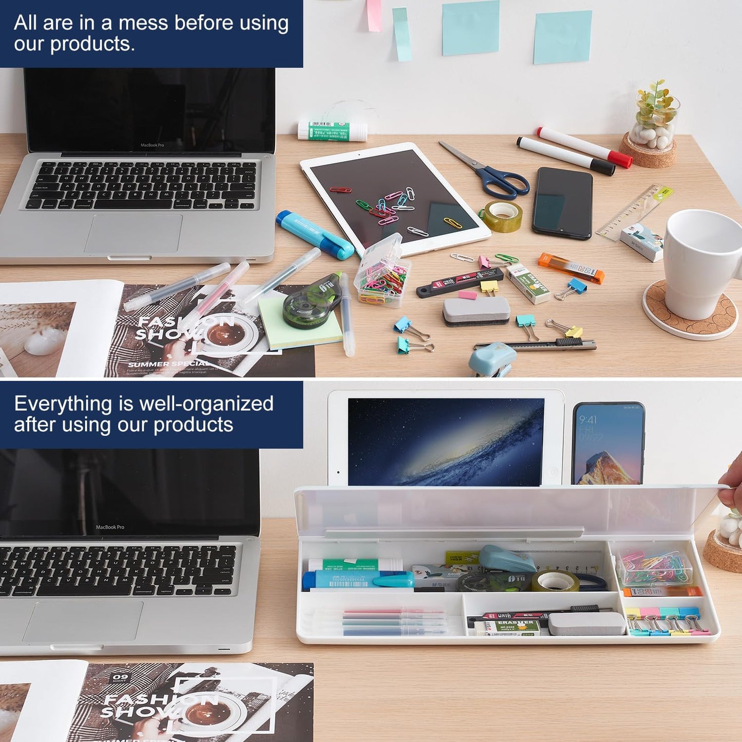 TSJ OFFICE Small Glass Desktop Whiteboard - Versatile Dry-Erase Board for Keyboard Stand | 17 x 7 Inches