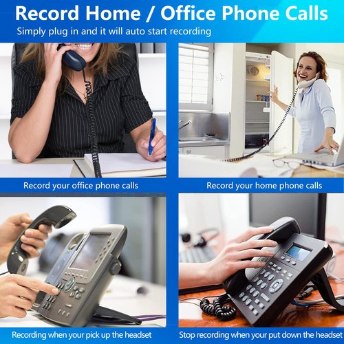 Digital IP/Analog Telephone Recorder with Voice Message & Answering Machine, Remote Access - 32GB Memory, Call ID Stamp - Compatible with Analog & Digital IP Voip Phone Systems