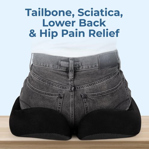 5 STARS UNITED Half Moon Bolster Semi-Roll Pillow and Seat Cushion for Office Chair, Bundle