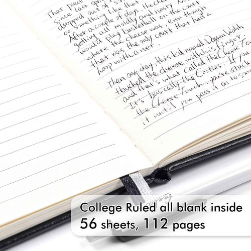 feela 15 Pack Pocket Small Notebooks Bulk, Mini Cute Notepads Hardcover College Ruled Lined Journals with Pen Holder for School Business, with 15 Black Pens, 3.5”x 5.5”, A6, Black Navy Dark Green