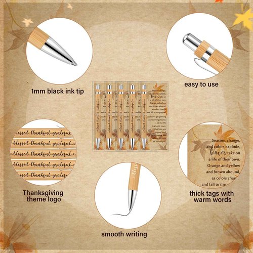 Epakh 50 Sets Thanksgiving Gifts Bulk, Fall Pens with Greeting Cards, Fall Party Favors for Adults, Friendsgiving Party Favors, Thanksgiving Gifts for Coworker, Teacher, Employee, Office (Retro)
