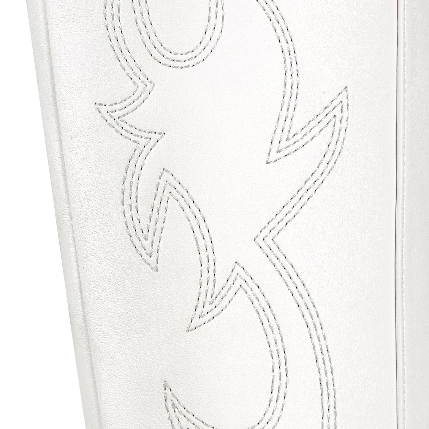 Ouepiano White Cowgirl Boots Women Cowboy Knee High Tall Boots Chunky Heel Pointed Toe Pull-On Western Wide Calf Boats Country Fashion (White, Size 8)