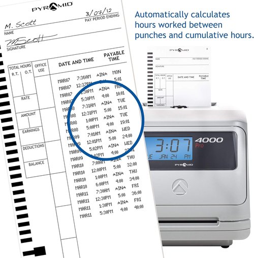 Pyramid Time Systems Time Cards - 1,000 Count Genuine & Authentic for 4000 Series Clocks
