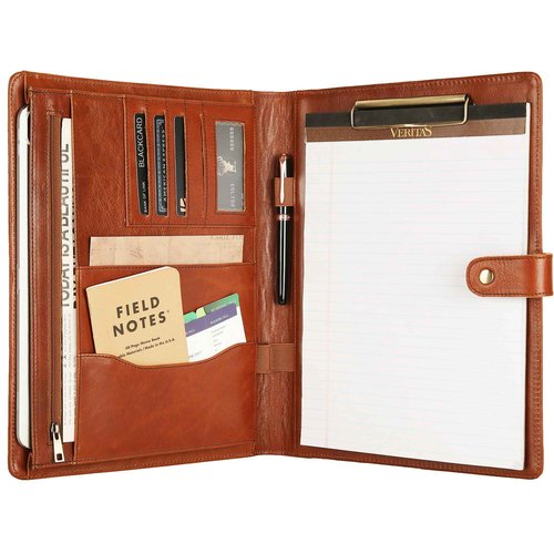 Personalized Leather Padfolio for Men - Business Portfolio with Clipboard, Legal Pad Folio Folder, A4 Letter Size Ideal Business and Corporate Gifts, Oil Brown