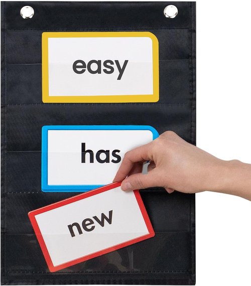 Essex Wares Pocket Chart - 9" Wide x 11" Tall, Sturdy & Reusable Black Design for Classroom Use