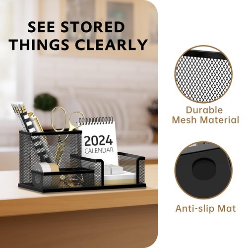 SUPEASY Mesh Metal Desk Organizer, Mail Sorter, Pen Holder for Office Supplies