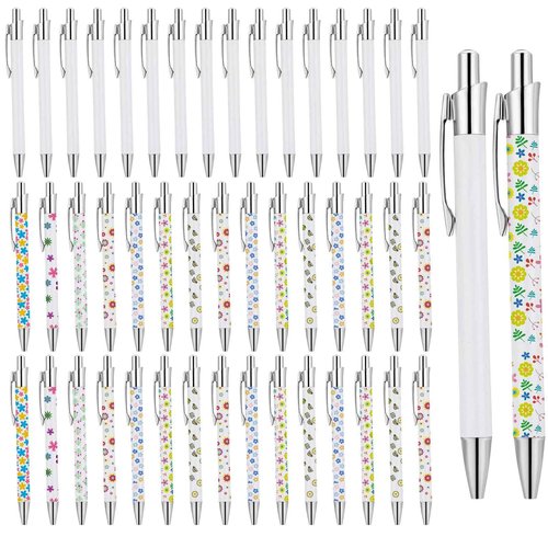 48 Pcs Sublimation Pens Blank Sublimation Coated Pen With Shrink Wrap Heat Transfer Pen Sublimation Ballpoint Pen,Aluminum Customized Clip Pen Personalized Pen For DIY Office School Stationery Supply