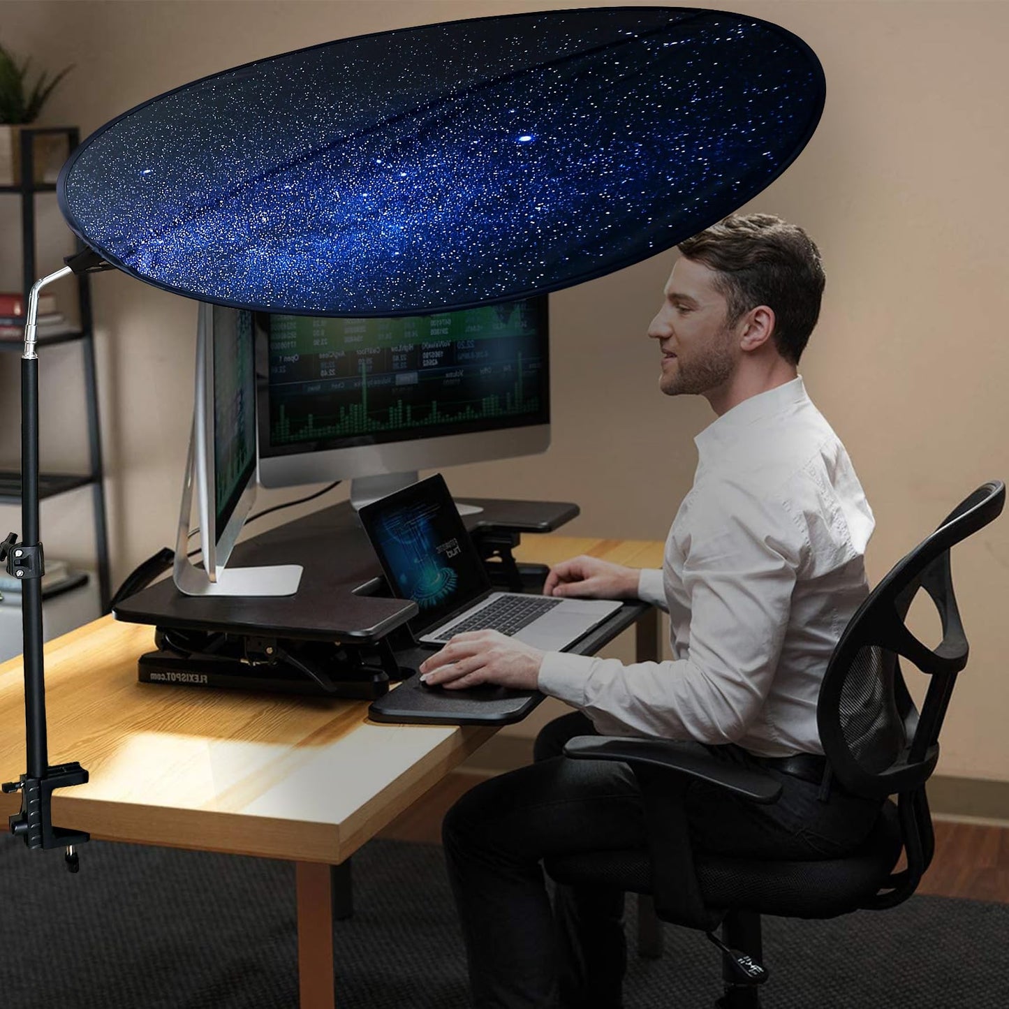 Office Cubicle Desk Shade Anti-Glare Cover Light Sensitive Professionals Cubicle Light Blocker for Workspaces Desk Canopy 36" Circular Shading Light Shade with Clamp