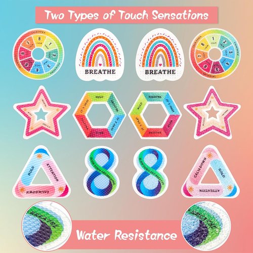 Skiennix 60 Pcs Anxiety Sensory Stickers - Reusable Textured Fidget Stickers for Mindfulness & Calm