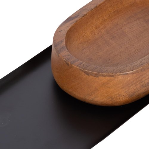 Kate and Laurel Koni Modern Three-Piece Tabletop Organization Set, 12 x 6 x 5, Walnut Brown and Black, Wood and Metal Organizational Set for Home Office or Entryway Decor