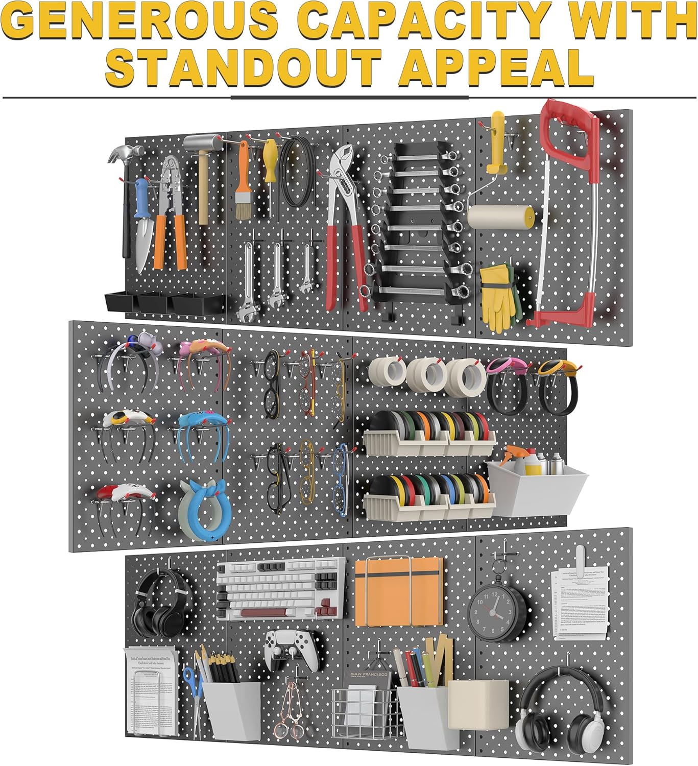 Ultrawall Pegboard Display Stand - Metal Tabletop Organizer for Jewelry & Accessories | 12" x 16", 2pcs Black