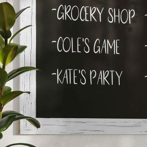 Flash Furniture Canterbury Wall Mount Magnetic Chalkboard Sign - Whitewash Wood Finish - 32" x 46" - Vertical or Horizontal Hanging Message Board