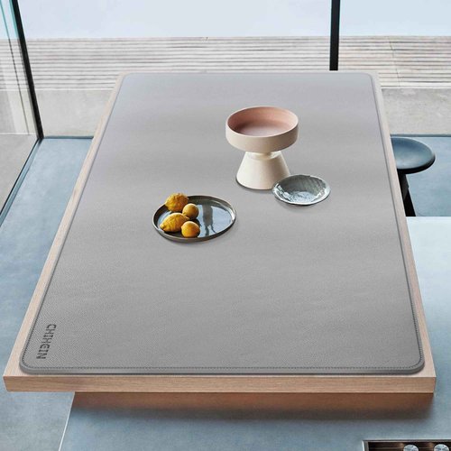 Chihein 59" x 32" 4XL PU Leather Desk Mat (Black/Gray), Huge Mouse Pad, Dual Sided Desk Pad Protector, Waterproof Writing Blotter for Gaming/Office/Home