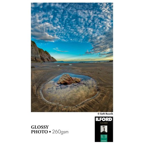 ILFORD Galerie 13x19” (25 sheets) Glossy Photo with high-gloss smooth surface, Instant Dry Archival Photo Inkjet Paper 10mil / 260gsm for Dye and Pigment ink printers, Made in Germany