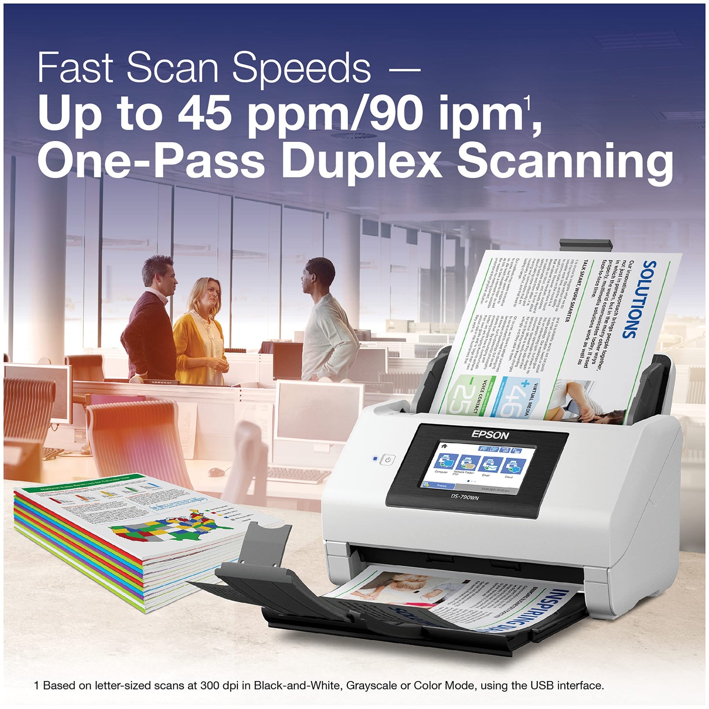 Epson DS-790WN Wireless Network Color Document Scanner for PC and Mac with Duplex Scanning,Computer-Free Function, 100-page Auto Doc Feeder (ADF) and 4.3" Colorful LCD Touchscreen
