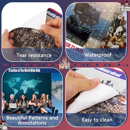 EIHFHIE 15 Charts US History Posters for Classroom, 9 x 14 US History Posters Time Line Bulletin Board Set, Social Studies Classroom Decorations for Middle High School