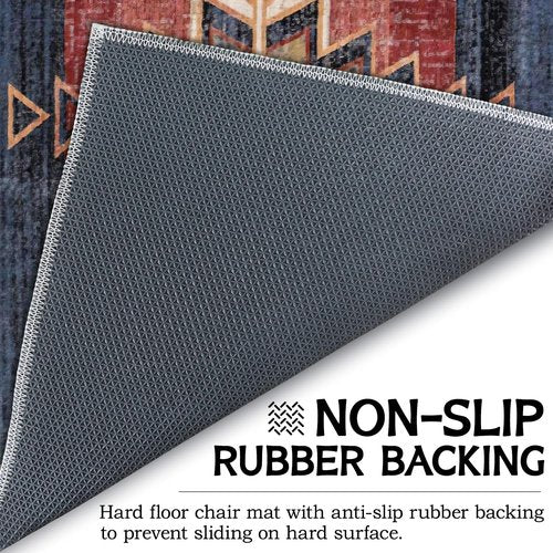 Office Chair Mat for Hardwood & Tile Floor 48"x60",Classic Southwestern Medallion Computer Chair Mat for Rolling Chairs Carpet,Western Aztec Under Desk Non Slip Gaming Rug Rubber Backing Protector Mat