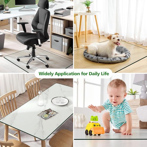 BesWin Glass Office Chair Mat, Tempered Glass Floor Mats for Carpet Floor, Heavy Duty Hard Glass Desk Chair Mat for Home or Office, Anti-Slip & Easy Glide - 29" x 47"