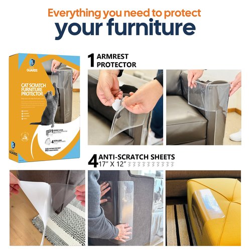 Cat Scratch Furniture Protector for Couches, Couch Arm Covers, Anti-Scratch Furniture Protector for Leather Couch, Cat Deterrent, Sofa Arm Covers, Couch Corner Protector - Model 1b