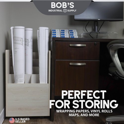 BISupply Blueprint Holder Map Storage on Wheels - 20 Slot White Rolled Architectural Plan Cart