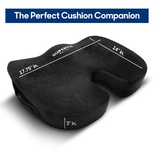 SUPERIOR RELIEF Seat Cushion for Office Chair, Car & Gaming – Cooling Gel, Ergonomic Coccyx Support for Sciatica & Back Pain Relief – Non-Slip, Washable Cover, Portable Comfort Pad