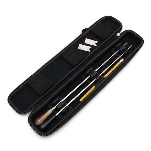 Magerdy Fields Conducting Baton Case - Holds 2 Conductor Batons up to 16 inches - with Carrying Strap and 2 Metal Bookmarks - Adjustable Supports - Conductor Sticks - mollard baton conductor wand case