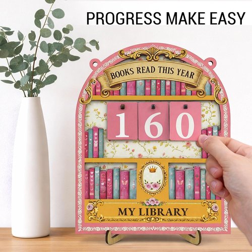 Books Read This Year Counter Sign - Pink Reading Tracker Ornament | Perfect Gift for Book Lovers