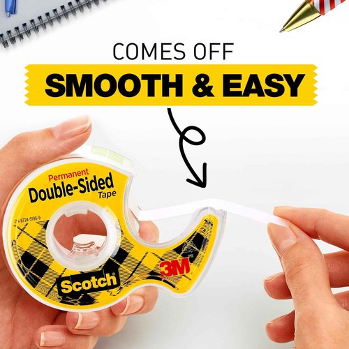Scotch Double Sided Tape, Permanent Photo-Safe Adhesive, Clear, 1/2 inch x 500 inches per Roll, 10 Rolls (5 Packs of 2) – Scrapbooking, Crafts and Office Supplies