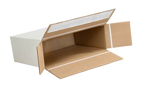 Aviditi 936SSFOL Self-Seal Side Loading Corrugated Cardboard Box 9 1/4" L x 3" W x 6 3/4" H, White, for Shipping, Packing and Moving (Pack of 25)