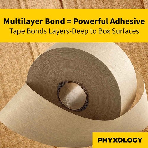 Ultra-Durable Water-Activated Tape for Secure Packing 2Pk. 2.75 in 450 Ft Brown Kraft Gum Tape Provides Heavy Duty Adhesive for Packaging and Shipping. Fiberglass Reinforced for Extra Strong Bond.