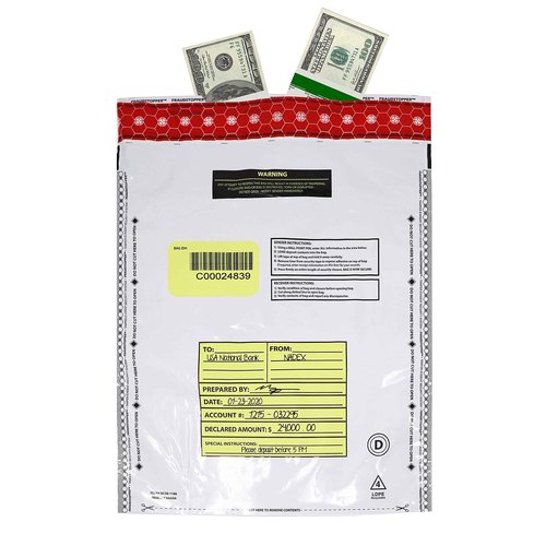 Nadex Tamper Evident Cash and Coin Bank Deposit Bags for Fraud Prevention, 12 x 16, Opaque, 100 Pack