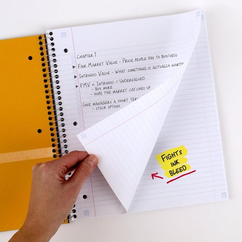 Five Star Spiral Notebook - 5 Subject College Ruled Paper, 200 Sheets, Water Resistant Cover, Pacific Blue