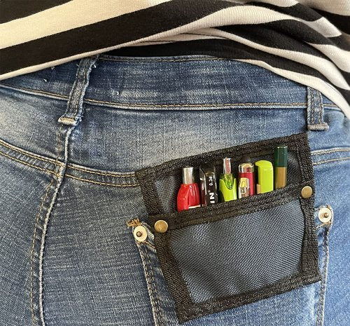 SUCHI Pocket Protector- Pen Holder Pouch Organizer for Shirts, Lab Coats, Pants - Multi-Purpose - Holds Pens, Pencils, tools and Notes for School, Office, Hospital Supplies 2 PACK (Gray and Blue)