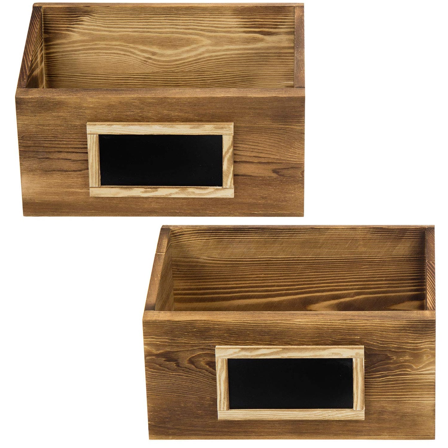 MyGift Rustic Burnt Wood Wall Mounted Mail, File & Magazine Holder Sorter Rack with Chalkboard Label, Set of 2