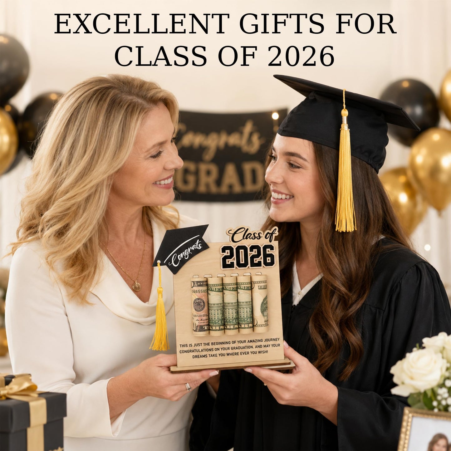 KATINAT Class of 2026 Graduation Money Holder 2026, Wooden Graduation Money Cash, Unique Graduate Gifts for Him Her Daughter Son Seniors, Graduation Gifts