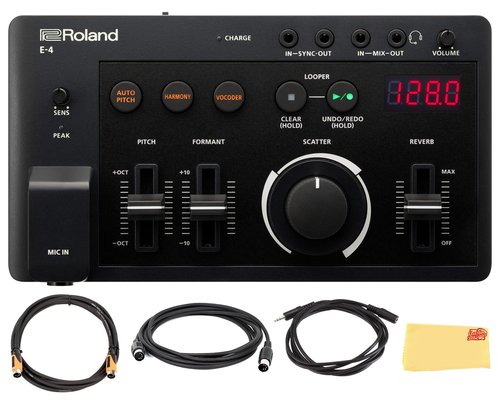 Roland AIRA Compact E-4 Voice Tweaker Sound Module Bundle with MIDI Cable, Audio Cable and Austin Bazaar Polishing Cloth