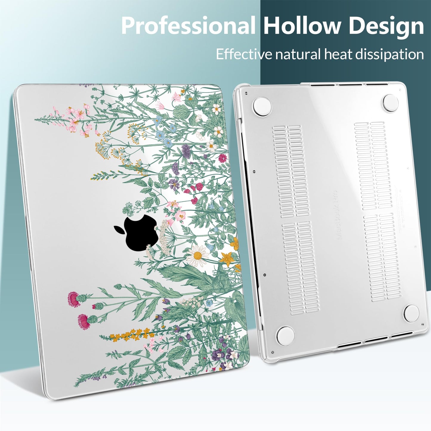 TWOLSKOO Compatible with MacBook Pro 14 inch Case 2023 2022 2021 Release M2 A2779 M1 A2442 Pro/Max Chip with Touch ID, Plastic Hard Shell Case & Keyboard Cover & Screen Protector, Wildflower